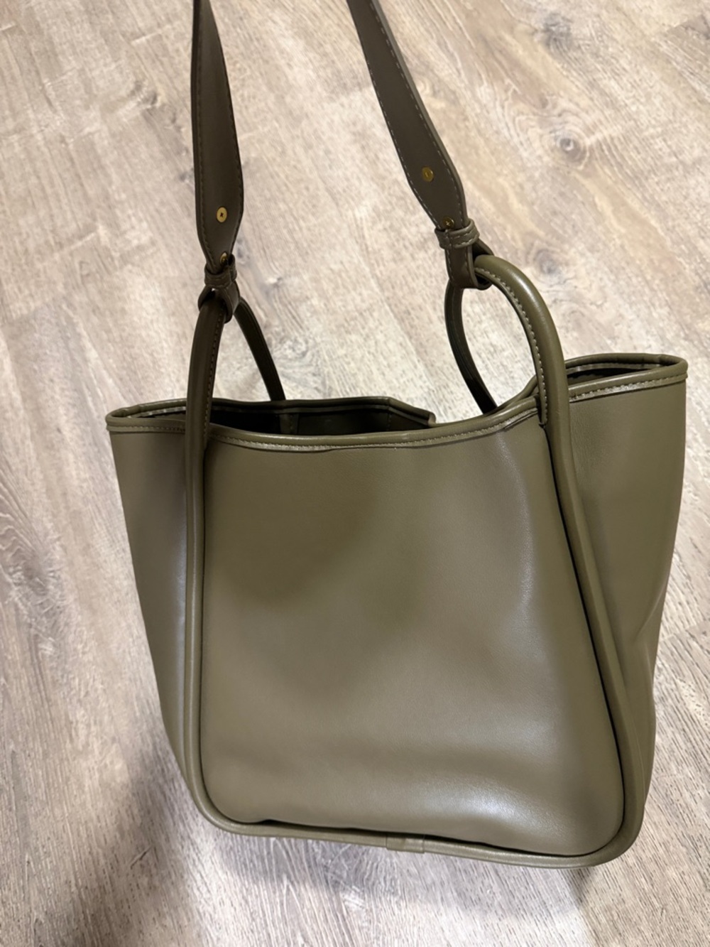 Olive Green Leather Tote Shoulder